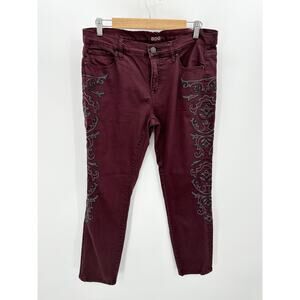 Urban Outfitters BDG Jeans Women 32 Burgundy Mid Rise Twig Ankle Denim